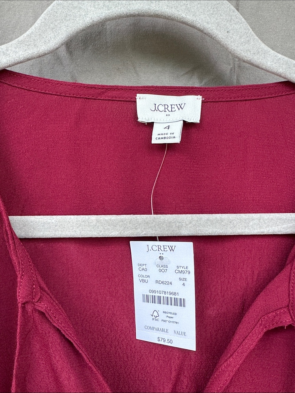 J. Crew Raspberry Tie-Front Peplum Top - Picture 3 of 5